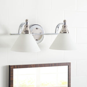 Safavieh RADNOR, 2-Light Wall Sconce in Nickel & White - Modern Iron Fixture for Stylish Ambient Lighting SCN4061A