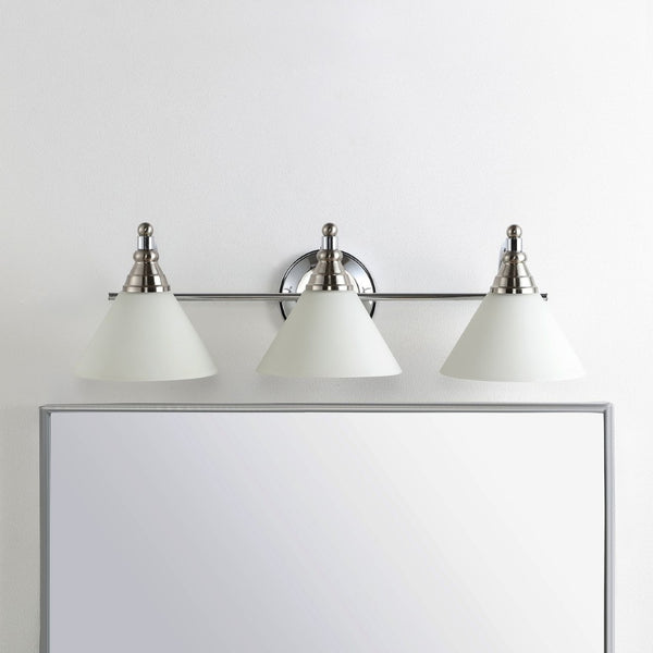 Safavieh PANYA, 3-Light Wall Sconce in Brushed Nickel & White – Elegant Iron Fixture for Any Room Design SCN4062A