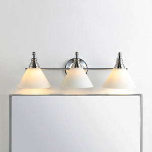Safavieh PANYA, 3-Light Wall Sconce in Brushed Nickel & White – Elegant Iron Fixture for Any Room Design SCN4062A