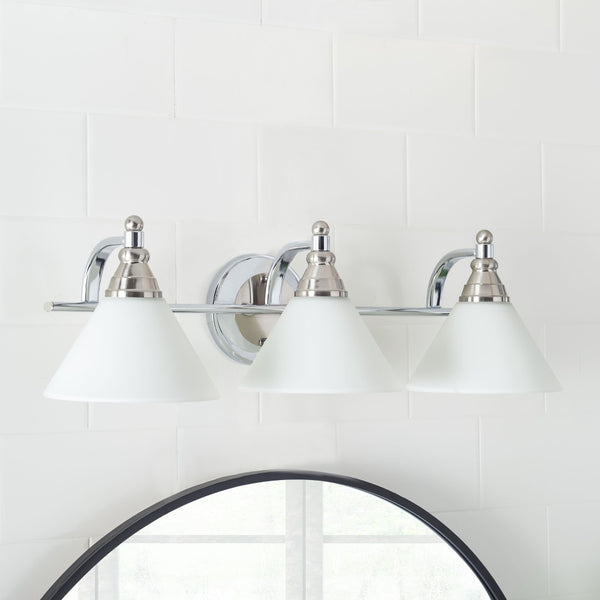 Safavieh PANYA, 3-Light Wall Sconce in Brushed Nickel & White – Elegant Iron Fixture for Any Room Design SCN4062A