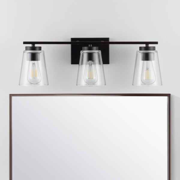 Safavieh GREZLER, 3-Light Wall Sconce in Oil-Rubbed Bronze with Clear Glass Shades for Elegant Illumination SCN4063A
