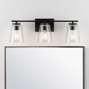 Safavieh GREZLER, 3-Light Wall Sconce in Oil-Rubbed Bronze with Clear Glass Shades for Elegant Illumination SCN4063A