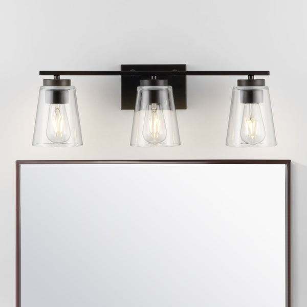 Safavieh GREZLER, 3-Light Wall Sconce in Oil-Rubbed Bronze with Clear Glass Shades for Elegant Illumination SCN4063A