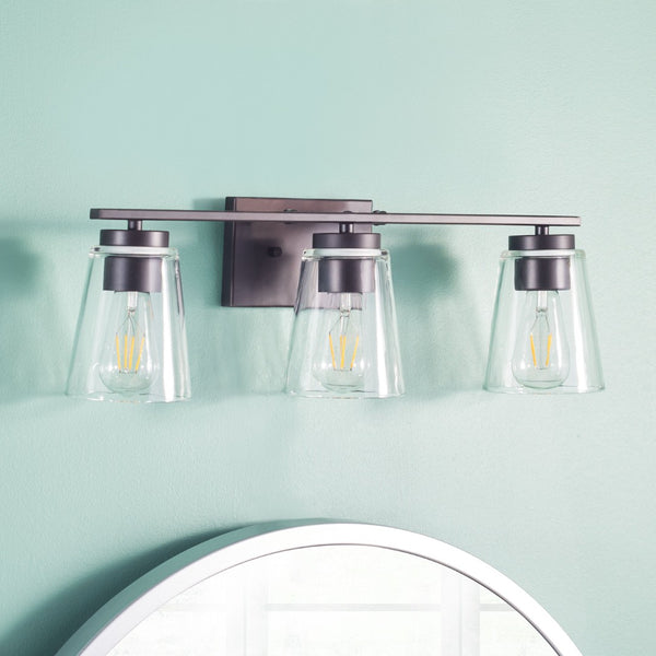 Safavieh GREZLER, 3-Light Wall Sconce in Oil-Rubbed Bronze with Clear Glass Shades for Elegant Illumination SCN4063A
