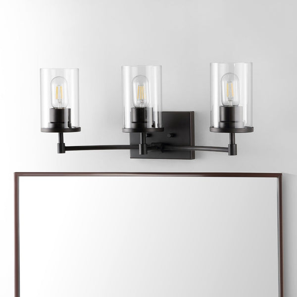 Safavieh RONSA, Elegant 3-Light Oil Rubbed Bronze Wall Sconce with Clear Accents for Timeless Home Style SCN4064A