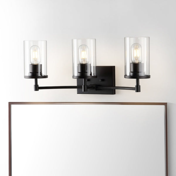Safavieh RONSA, Elegant 3-Light Oil Rubbed Bronze Wall Sconce with Clear Accents for Timeless Home Style SCN4064A