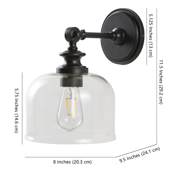Safavieh NERI, Set of 2 Elegant 8-Inch Oil Rubbed Bronze Wall Sconces for Timeless Home Ambiance SCN4065A-SET2