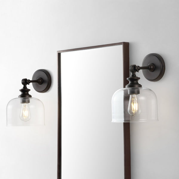 Safavieh NERI, Set of 2 Elegant 8-Inch Oil Rubbed Bronze Wall Sconces for Timeless Home Ambiance SCN4065A-SET2
