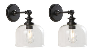 Safavieh NERI, Set of 2 Elegant 8-Inch Oil Rubbed Bronze Wall Sconces for Timeless Home Ambiance SCN4065A-SET2