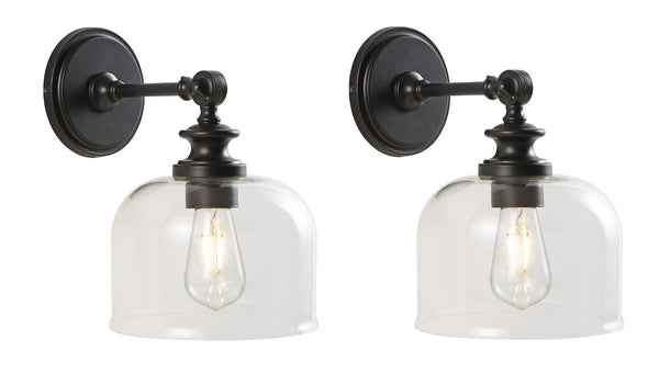 Safavieh NERI, Set of 2 Elegant 8-Inch Oil Rubbed Bronze Wall Sconces for Timeless Home Ambiance SCN4065A-SET2