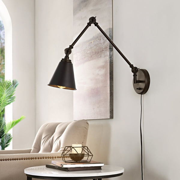 Safavieh KENSLEY, 21-Inch Iron Wall Sconce - Sculptural Light Fixture for Modern and Traditional Spaces Oil Rub Bronze SCN4067A