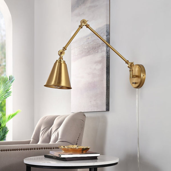 Safavieh KENSLEY, 21-Inch Iron Wall Sconce - Sculptural Light Fixture for Modern and Traditional Spaces Brass SCN4067B