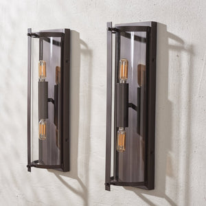 Safavieh SENLA, Elegant 6-Inch Oil Rubbed Bronze Wall Sconce Set of 2 with Clear Glass Shades for Any Room SCN4068A-SET2
