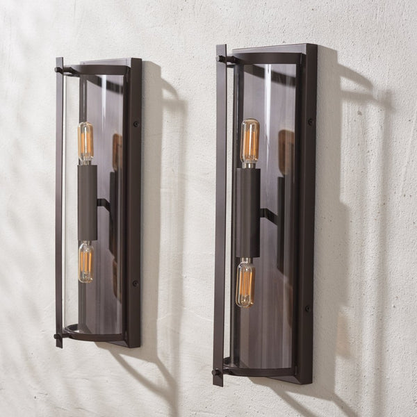 Safavieh SENLA, Elegant 6-Inch Oil Rubbed Bronze Wall Sconce Set of 2 with Clear Glass Shades for Any Room SCN4068A-SET2