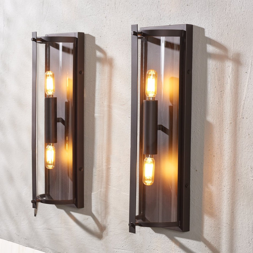 Safavieh SENLA, Elegant 6-Inch Oil Rubbed Bronze Wall Sconce Set of 2 with Clear Glass Shades for Any Room SCN4068A-SET2