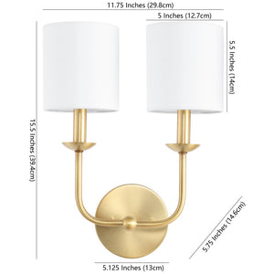 Safavieh FERRARA, 2-Light Gold Metal Wall Sconce - Chic Accent Lighting for Hallways & Living Spaces SCN4069A