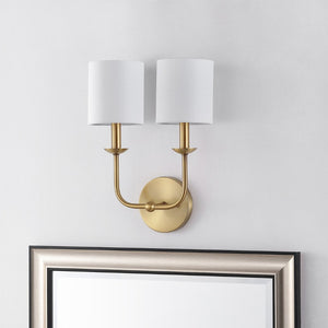 Safavieh FERRARA, 2-Light Gold Metal Wall Sconce - Chic Accent Lighting for Hallways & Living Spaces SCN4069A