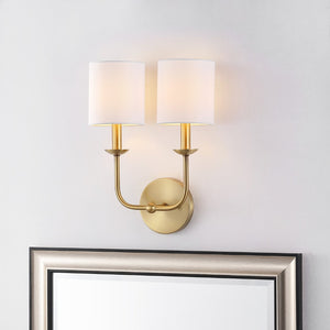 Safavieh FERRARA, 2-Light Gold Metal Wall Sconce - Chic Accent Lighting for Hallways & Living Spaces SCN4069A