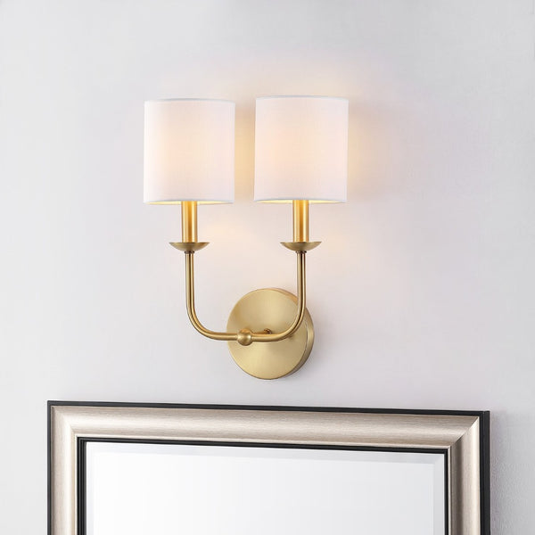 Safavieh FERRARA, 2-Light Gold Metal Wall Sconce - Chic Accent Lighting for Hallways & Living Spaces SCN4069A