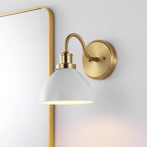 Safavieh GENETTA, 12.25-Inch Gold Wall Sconce – Elegant Glass & Iron Design for Ambient Lighting in Any Space SCN4070A