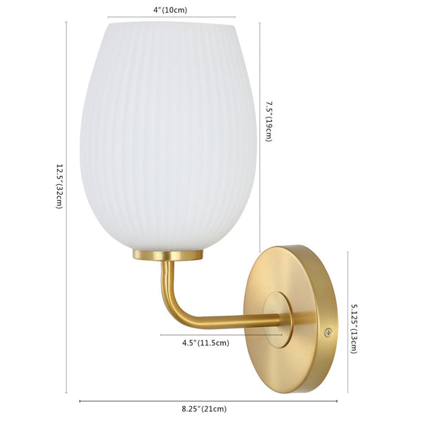 Safavieh IDINA, 8.25-Inch Brass & White Glass Wall Sconce – Modern Elegance for Living Spaces & Entryways SCN4072A