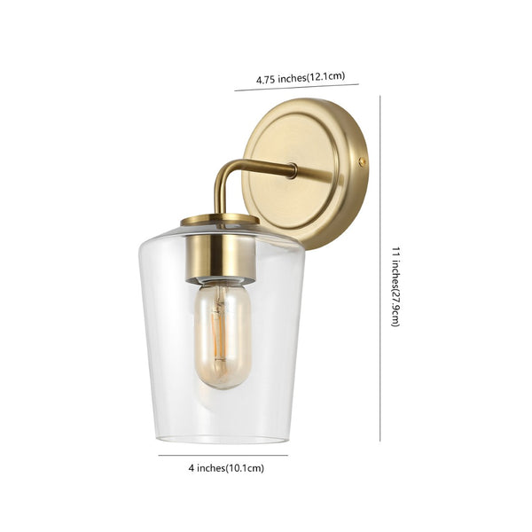Safavieh PROSPECT, Elegant 6.75-Inch Brass Iron Glass Wall Sconce for Timeless Ambient Lighting in Any Space SCN4073A