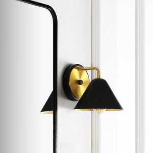 Safavieh JYNN, 7-Inch Black and Brass Iron Wall Sconce for Elegant Ambient Lighting in Any Space SCN4074A