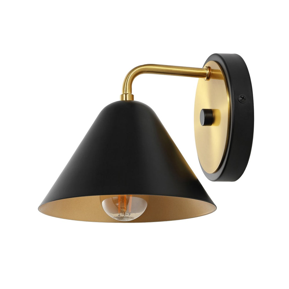 Safavieh JYNN, 7-Inch Black and Brass Iron Wall Sconce for Elegant Ambient Lighting in Any Space SCN4074A