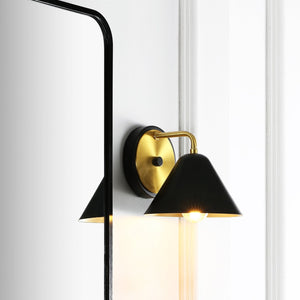 Safavieh JYNN, 7-Inch Black and Brass Iron Wall Sconce for Elegant Ambient Lighting in Any Space SCN4074A
