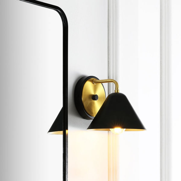 Safavieh JYNN, 7-Inch Black and Brass Iron Wall Sconce for Elegant Ambient Lighting in Any Space SCN4074A