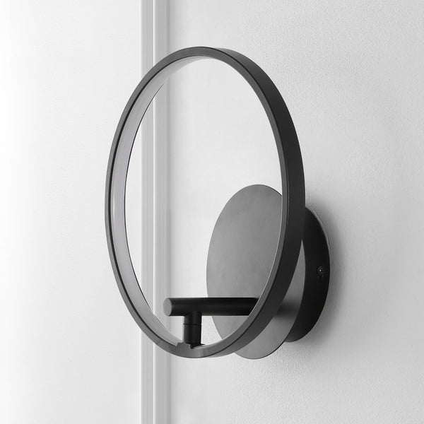 Safavieh JOLYN, Elegant LED Wall Sconce, 10.5-Inch Black Aluminum Fixture for Modern Home Illumination SCN4075A