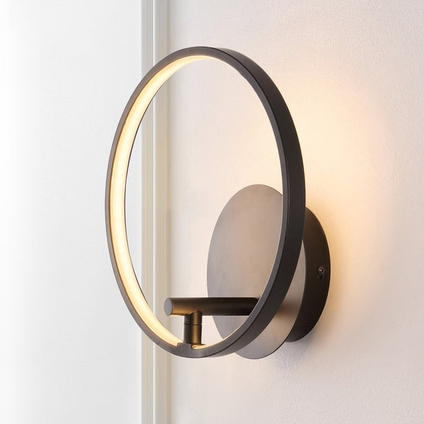 Safavieh JOLYN, Elegant LED Wall Sconce, 10.5-Inch Black Aluminum Fixture for Modern Home Illumination SCN4075A