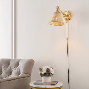Safavieh OSWYNN, Elegant Rattan and Iron Wall Sconce Set of 2 for Ambient Lighting in Any Space Natural / Brass SCN4077A-SET2