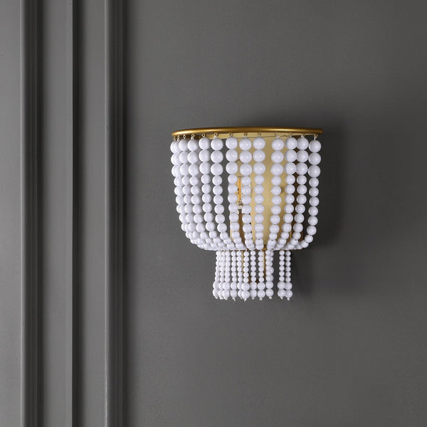Safavieh CELYN, 10" W Modern White Acrylic Sconce with Brass Accents for Ambient Lighting in Any Room SCN4081A