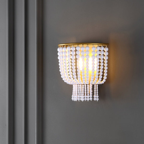 Safavieh CELYN, 10" W Modern White Acrylic Sconce with Brass Accents for Ambient Lighting in Any Room SCN4081A