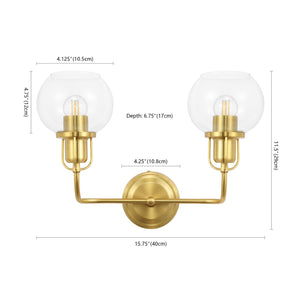 Safavieh FENRIS, Elegant 6.75-Inch Wall Sconce with Modern Clarity and Classic Warmth for Any Space Brass / Clear SCN4082A