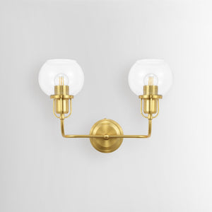 Safavieh FENRIS, Elegant 6.75-Inch Wall Sconce with Modern Clarity and Classic Warmth for Any Space Brass / Clear SCN4082A