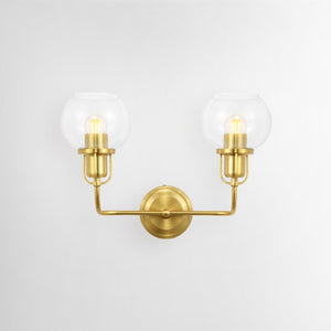 Safavieh FENRIS, Elegant 6.75-Inch Wall Sconce with Modern Clarity and Classic Warmth for Any Space Brass / Clear SCN4082A