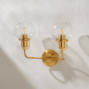 Safavieh FENRIS, Elegant 6.75-Inch Wall Sconce with Modern Clarity and Classic Warmth for Any Space Brass / Clear SCN4082A