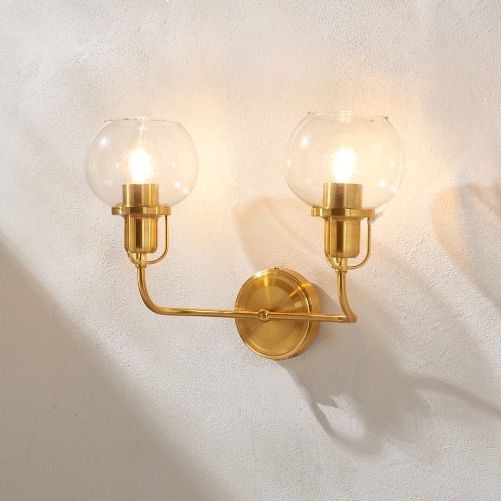 Safavieh FENRIS, Elegant 6.75-Inch Wall Sconce with Modern Clarity and Classic Warmth for Any Space Brass / Clear SCN4082A