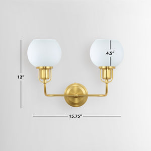 Safavieh FENRIS, Elegant 6.75-Inch Wall Sconce with Modern Clarity and Classic Warmth for Any Space Brass / White SCN4082B