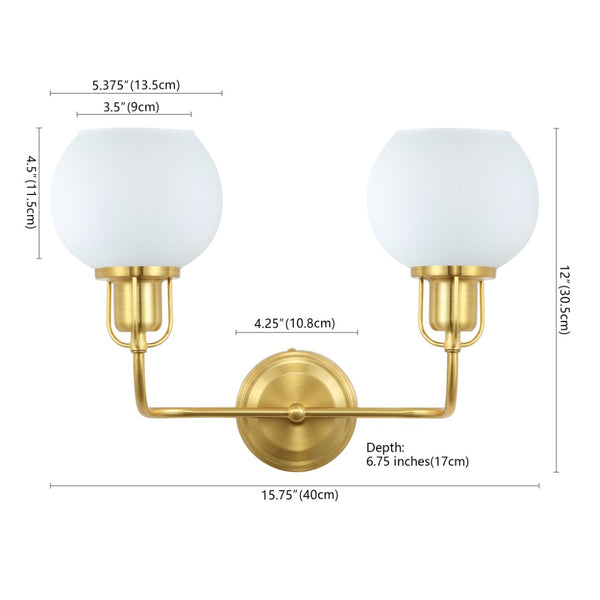 Safavieh FENRIS, Elegant 6.75-Inch Wall Sconce with Modern Clarity and Classic Warmth for Any Space Brass / White SCN4082B