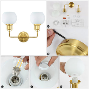 Safavieh FENRIS, Elegant 6.75-Inch Wall Sconce with Modern Clarity and Classic Warmth for Any Space Brass / White SCN4082B