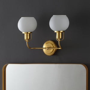 Safavieh FENRIS, Elegant 6.75-Inch Wall Sconce with Modern Clarity and Classic Warmth for Any Space Brass / White SCN4082B