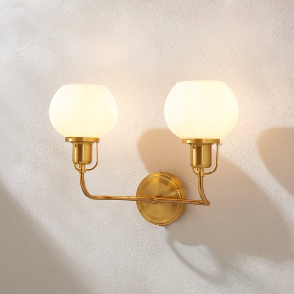 Safavieh FENRIS, Elegant 6.75-Inch Wall Sconce with Modern Clarity and Classic Warmth for Any Space Brass / White SCN4082B