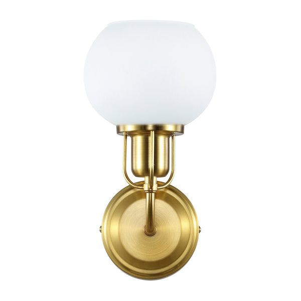 Safavieh HURON, Elegant 6.25-Inch Wall Sconce Set of 2, Timeless Metal and Glass Design for Any Space Brass / White SCN4085B-SET2