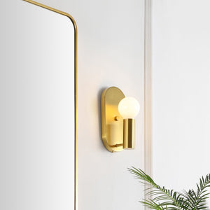 Safavieh IRIMA, Elegant Brass & Glass Wall Sconce Set of 2 for Ambient Lighting in Modern & Classic Spaces SCN4086A-SET2
