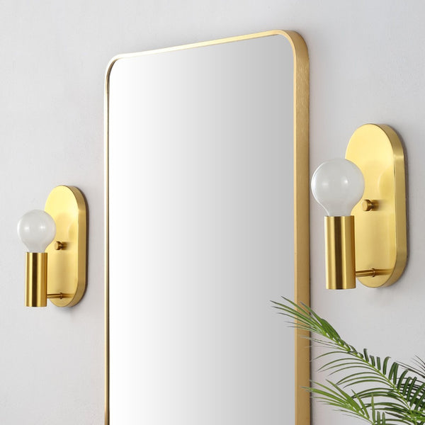 Safavieh IRIMA, Elegant Brass & Glass Wall Sconce Set of 2 for Ambient Lighting in Modern & Classic Spaces SCN4086A-SET2