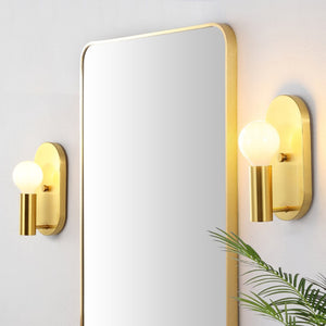 Safavieh IRIMA, Elegant Brass & Glass Wall Sconce Set of 2 for Ambient Lighting in Modern & Classic Spaces SCN4086A-SET2