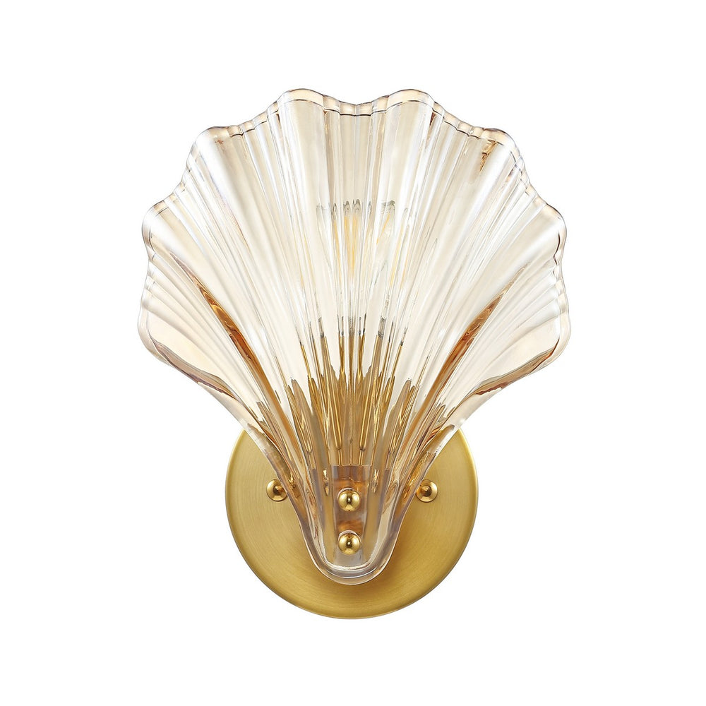Safavieh Sirena, 5.5 Inch, Amber/Brass, Glass/Iron Wall Sconce Set Of 2 X23 Brass Gold 7.875" x 5.5" x 9.5"
